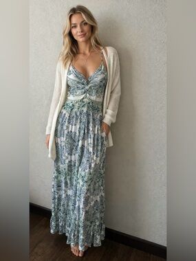 Angie Green & Blue Maxi Dress